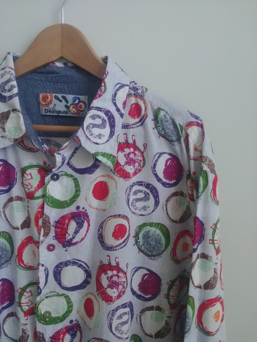 Desigual Men's 3XL 100% cotton button down shirt abstract print